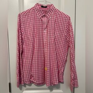 Pink & White Gingham Button-Down Shirt – Size M